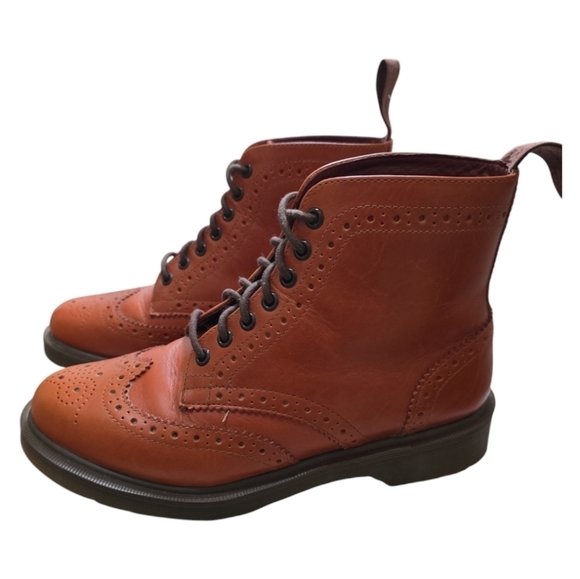 Dr. Martens Affleck Brogue Lace Up Boots English Tan Unisex 8M 9L Wingtip main image 6